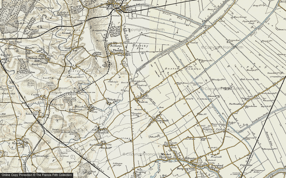 Old Map of Historic Map covering Baston Fen in 1901-1903