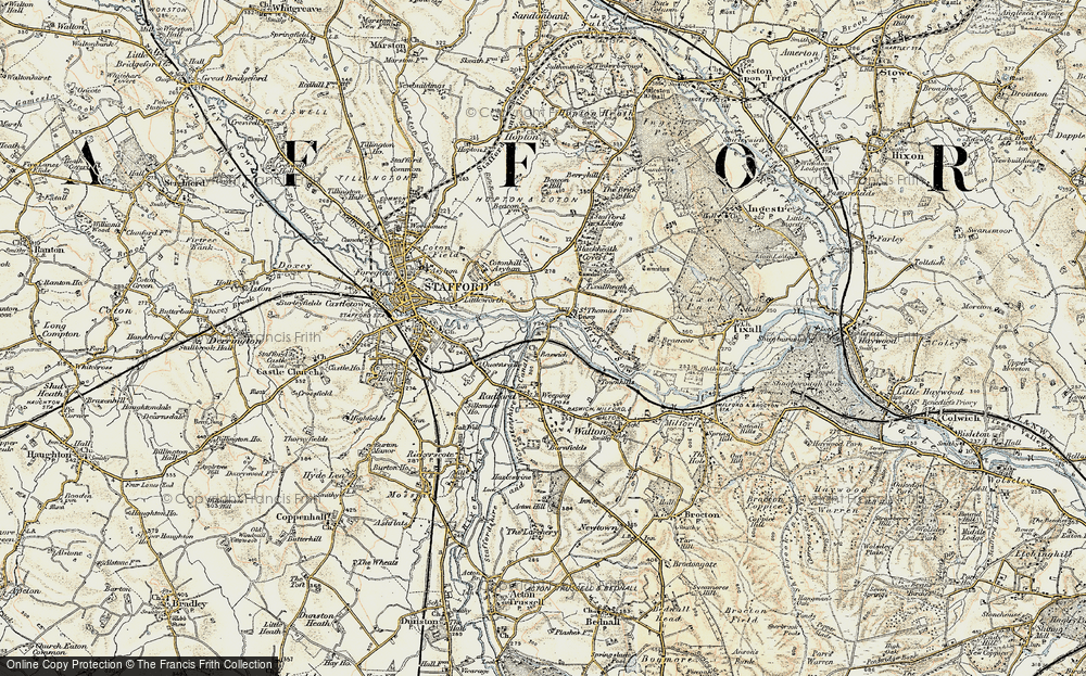 Old Map of Baswich, 1902 in 1902