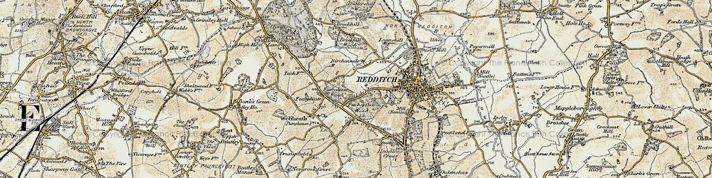 Old map of Batchley in 1901-1902