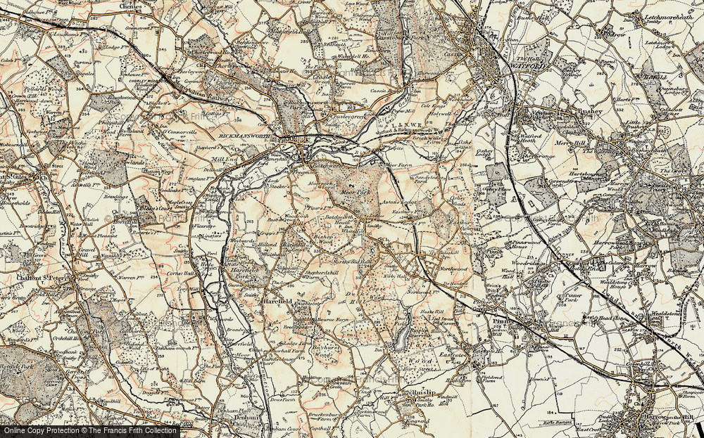 Old Map of Historic Map covering White Hill in 1897-1898