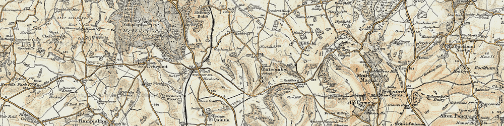 Old map of Batcombe in 1899