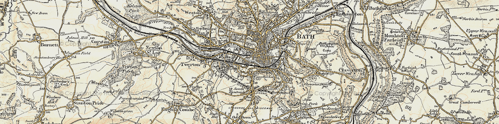 Old map of Bath in 1898-1899