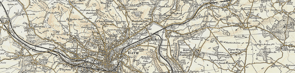 Old map of Bathampton Down in 1899