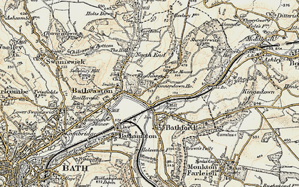Old map of Batheaston in 1899