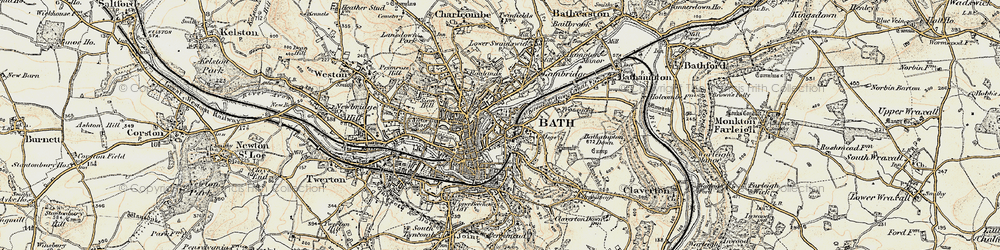 Old map of Bathwick in 1898-1899