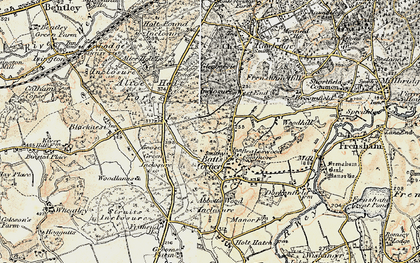 Old map of Batt's Corner in 1897-1909