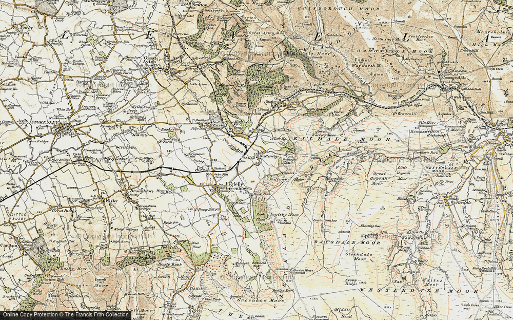 Old Map of Historic Map covering Battersby Moor in 1903-1904