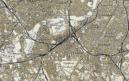 Old map of Battersea in 1897-1909