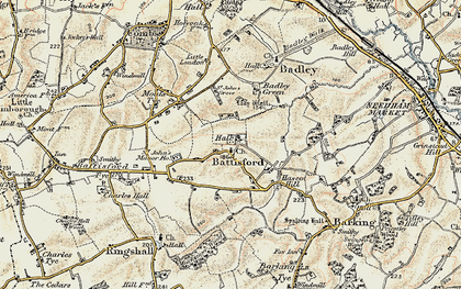 Old map of Battisford in 1899-1901
