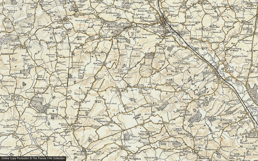 Old Map of Battisford Tye, 1899-1901 in 1899-1901