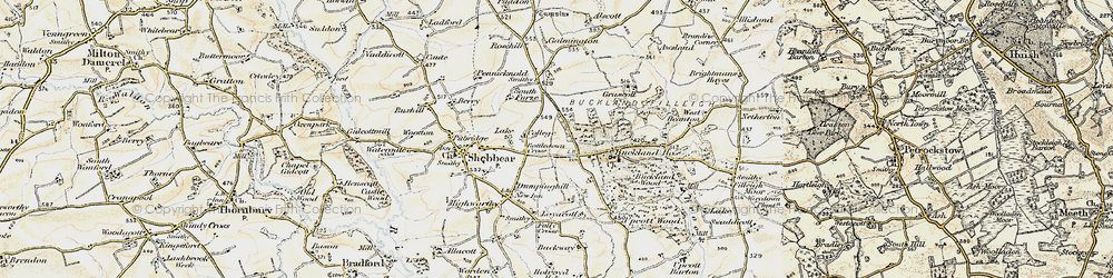 Old map of Battledown Cross in 1900