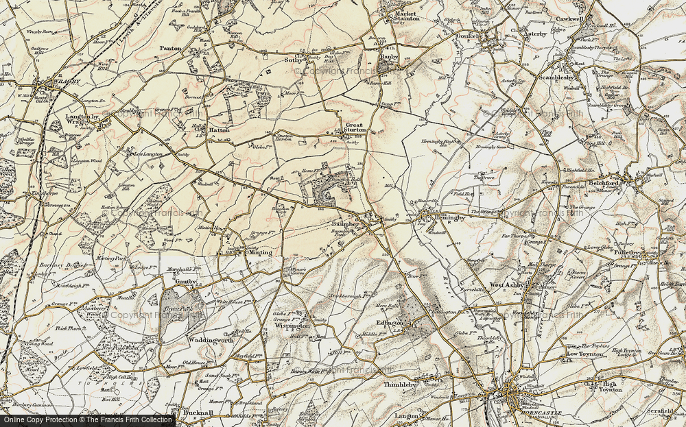 Old Map of Historic Map covering Baumber Top Yard in 1902-1903