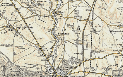 Old map of Wiggold in 1898-1899