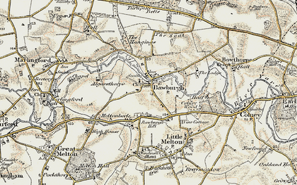 Old map of Bawburgh Hill in 1901-1902