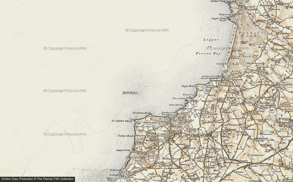 Old Map of Bawden Rocks, 1900 in 1900