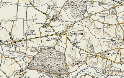 Old map of Sparham Hole in 1901-1902