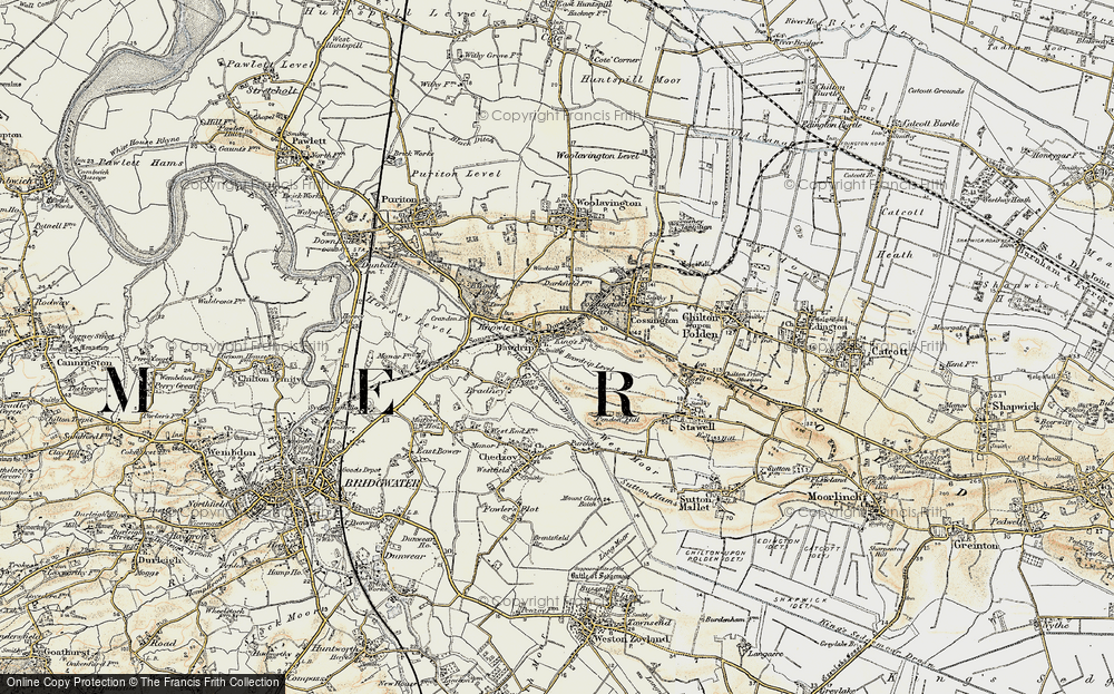 Old Map of Historic Map covering Bawdrip Level in 1898-1900