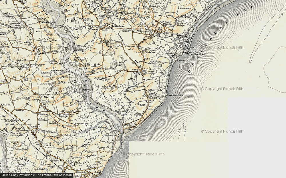 Old Map of Historic Map covering Bawdsey Hall in 1898-1901