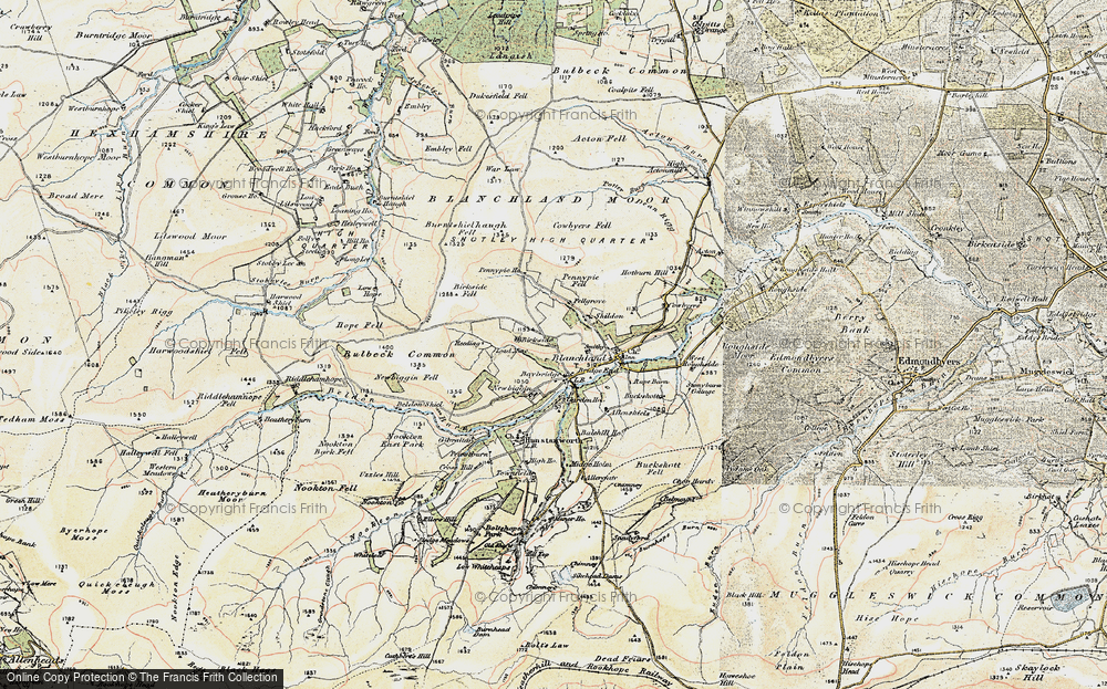 Old Map of Historic Map covering Birkside Fell in 1901-1904