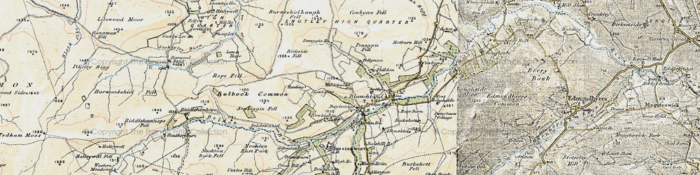 Old map of Burntshieldhaugh Fell in 1901-1904