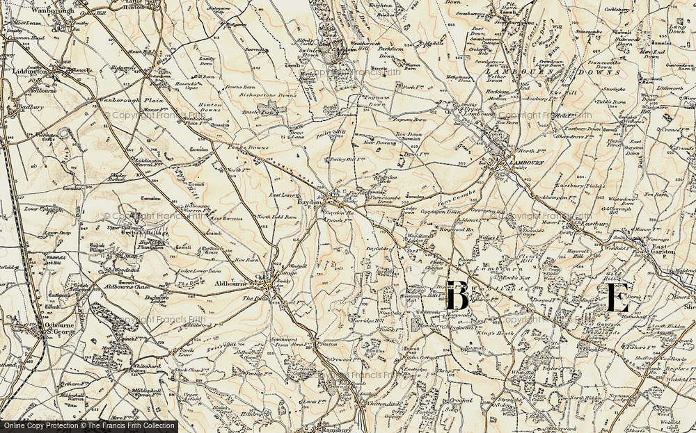 Old Map of Historic Map covering Baydon Hole in 1897-1899