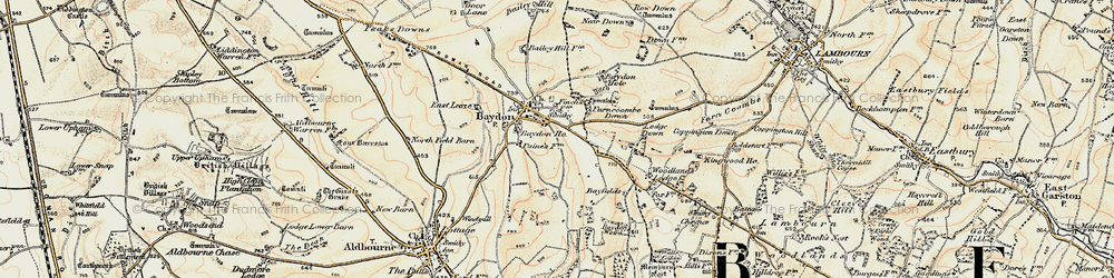 Old map of Baydon Hole in 1897-1899