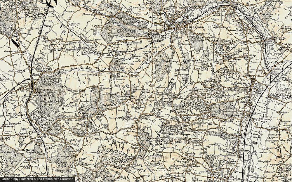 Old Map of Historic Map covering Bayford Ho in 1898