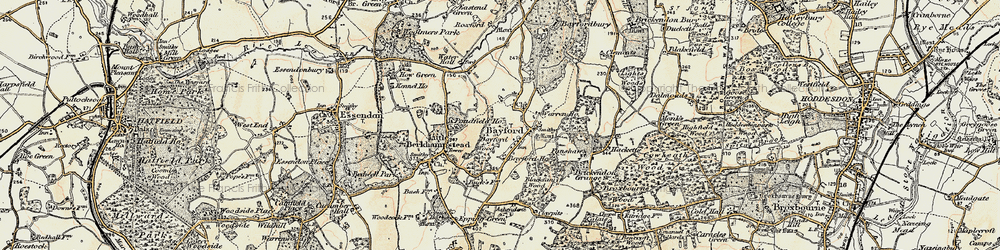 Old map of Bayford Wood in 1898