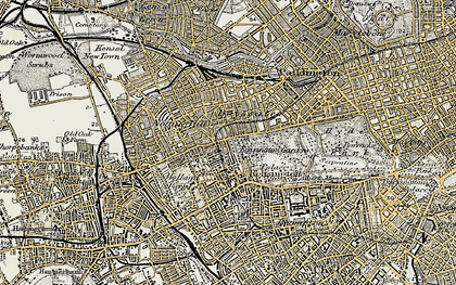 Old map of Bayswater in 1897-1909