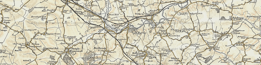 Old map of Baythorne End in 1898-1901