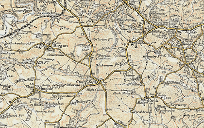 Old map of Bayton Common in 1901-1902