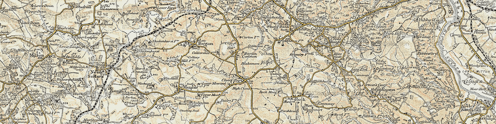 Old map of Bayton Common in 1901-1902