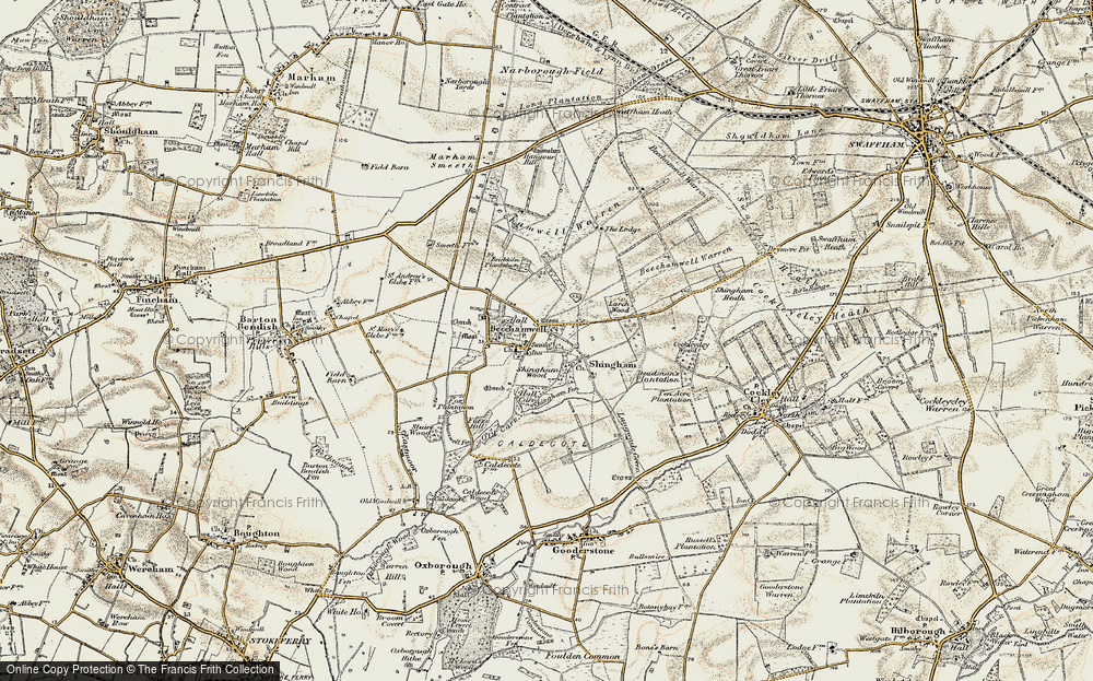 Old Map of Historic Map covering Beachamwell Warren in 1901-1902