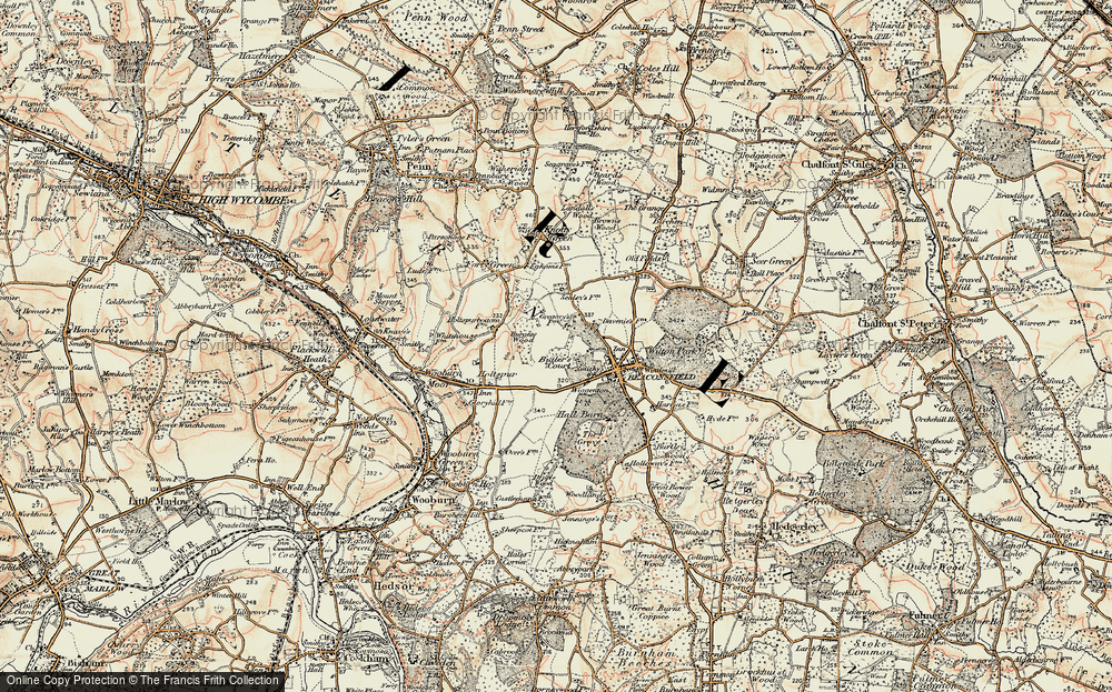 Old Map of Historic Map covering Butlers Court in 1897-1898