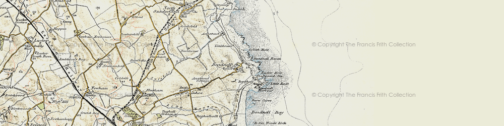Old map of Beadnell in 1901-1903