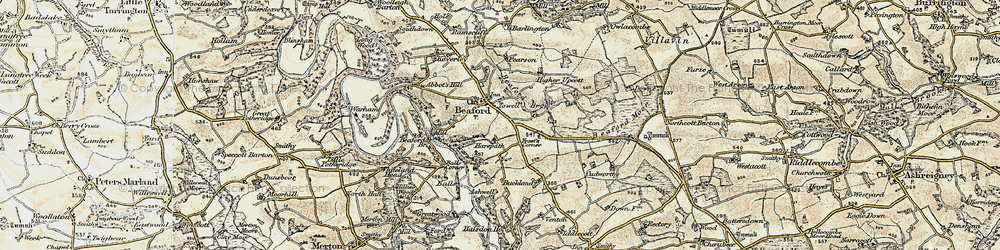 Old map of Beaford in 1899-1900