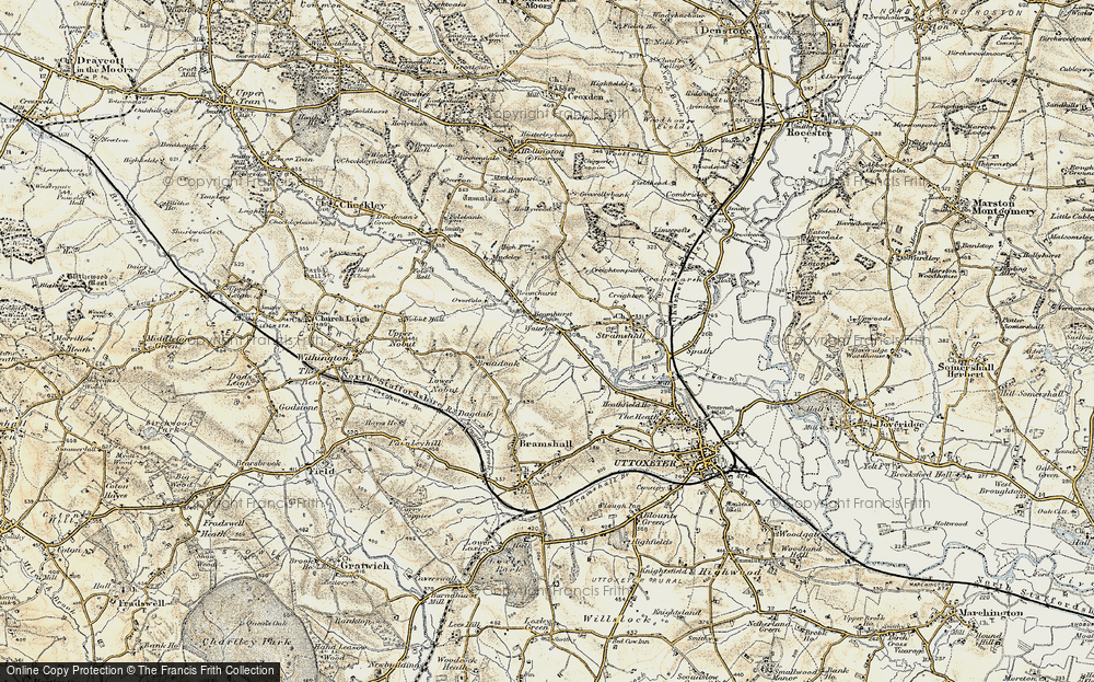 Old Map of Beamhurst Lane, 1902 in 1902