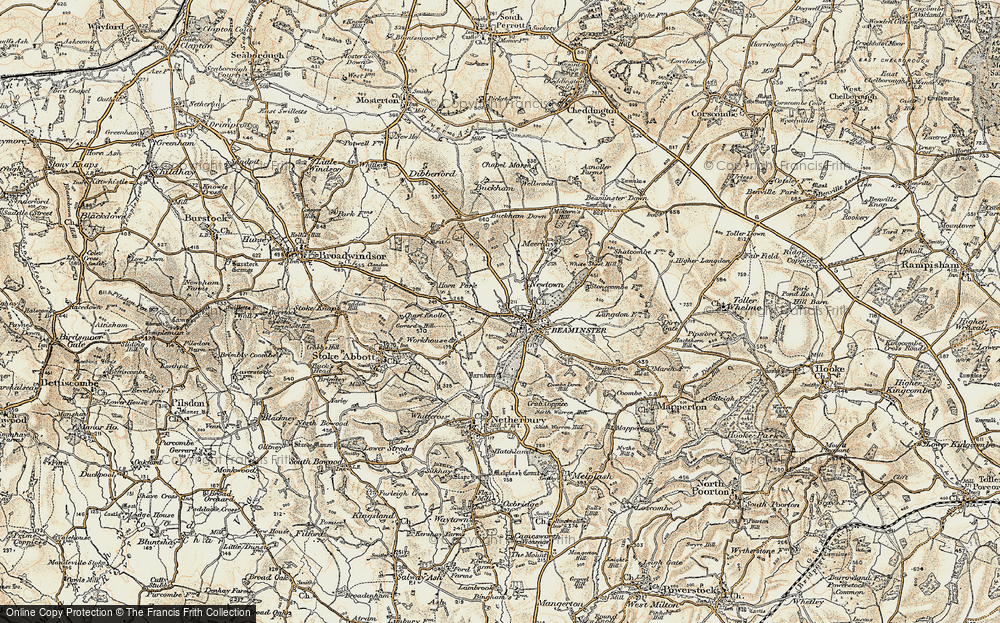 Old Map of Beaminster, 1898-1899 in 1898-1899