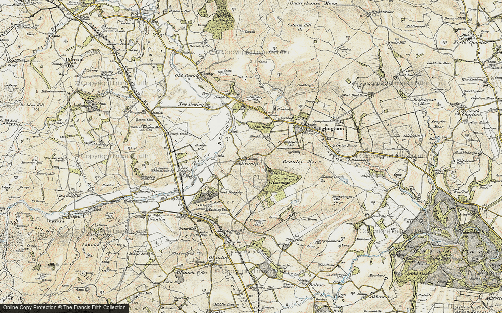 Old Map of Beanley, 1901-1903 in 1901-1903
