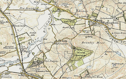 Old map of Beanley in 1901-1903