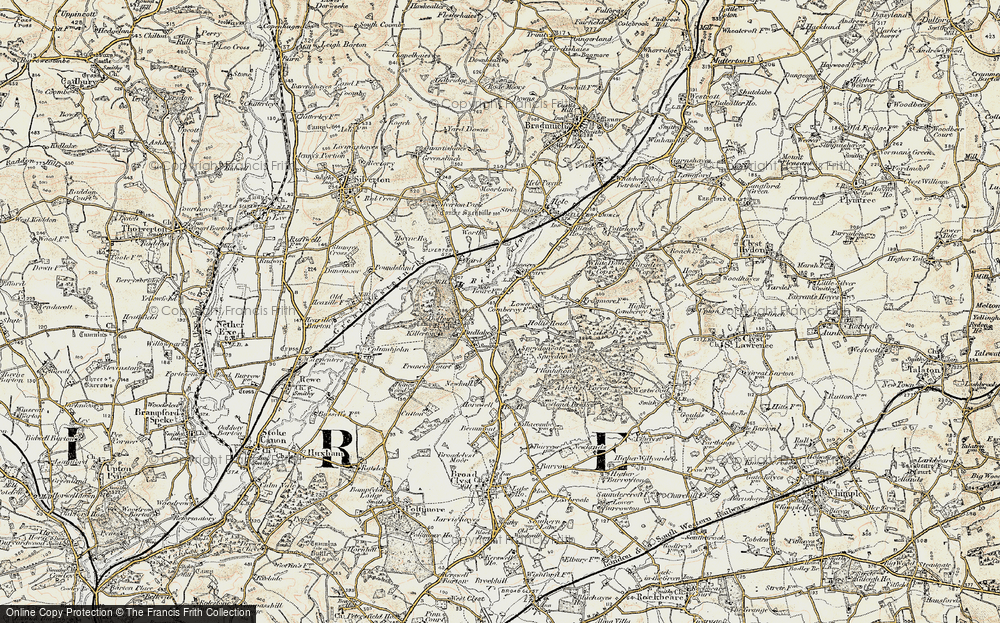 Old Map of Historic Map covering Killerton Park in 1898-1900