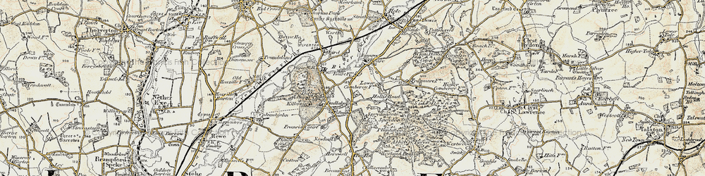 Old map of Killerton Park in 1898-1900