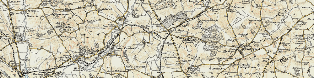 Old map of Bearley Cross in 1899-1902