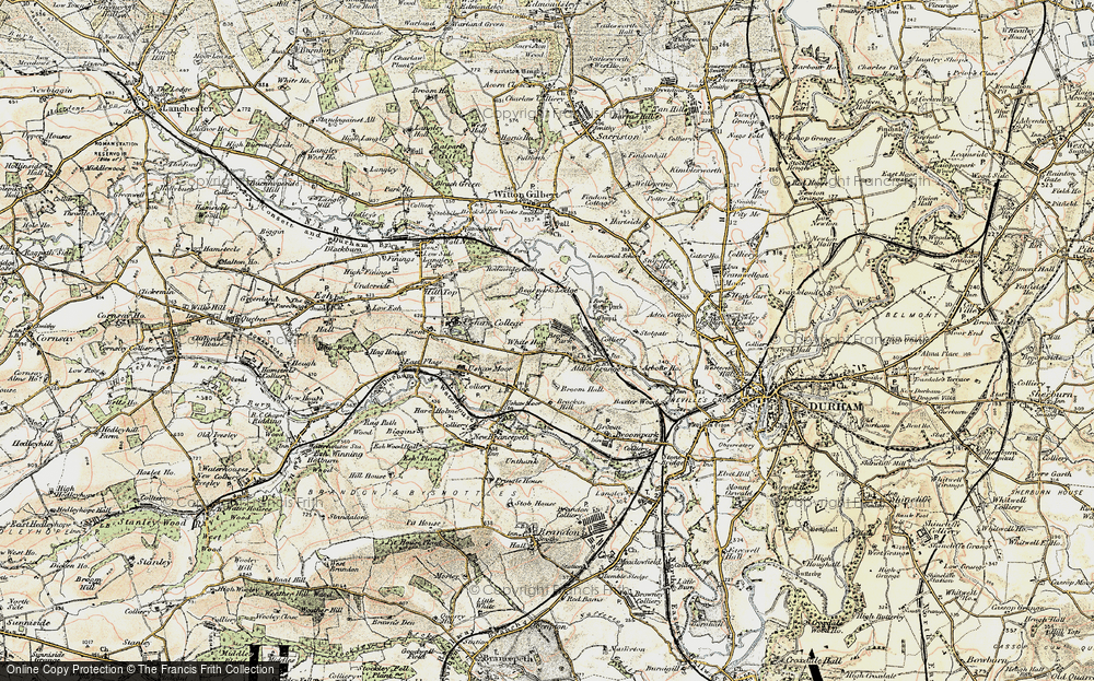 Old Map of Bearpark, 1901-1904 in 1901-1904
