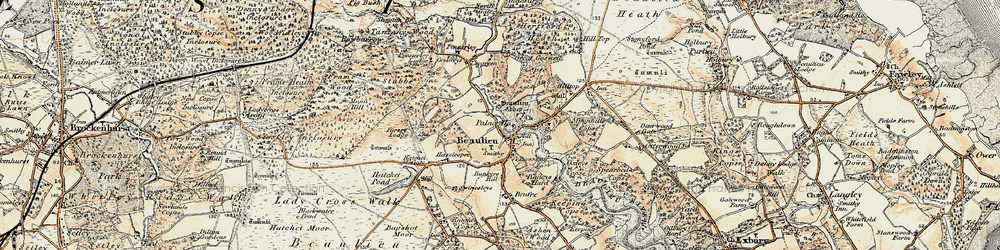 Old map of Beaulieu in 1897-1909