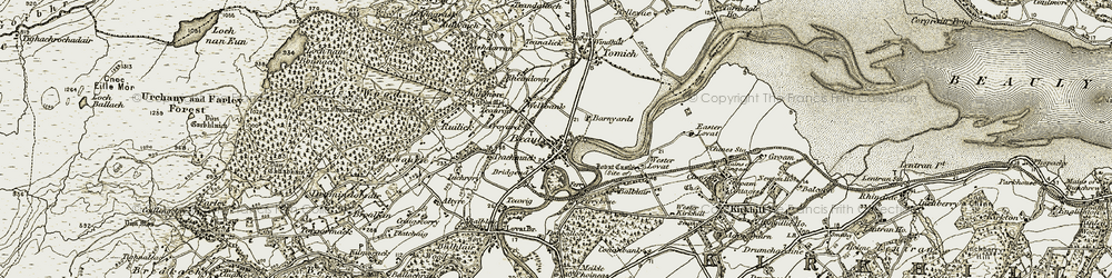Old map of Wester Lovat in 1911-1912