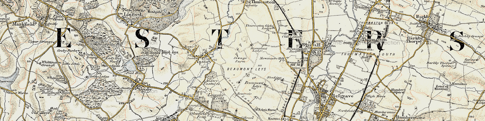 Old map of Beaumont Leys in 1902-1903