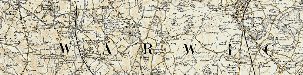 Old map of Beausale in 1901-1902