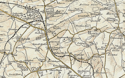 Old map of Whiddon Moor in 1900