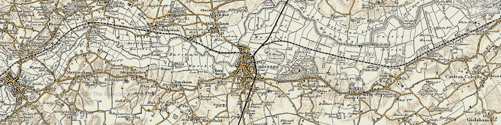 Old map of Beccles in 1901-1902